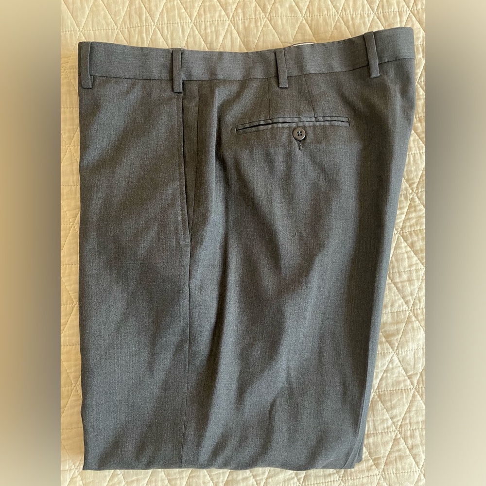 Zanella Made in Italy 'Todd' Flat Front Wool Trouser in Gray Size 38 $319